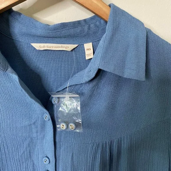 Soft Surroundings Blue Peplum Button Up Tunic - Picture 6 of 8